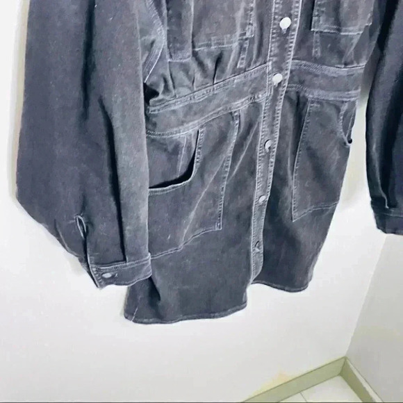 NEW Free People Bo Black Denim Button Front Mini Dress Preppy Academia Neutral - Picture 4 of 7